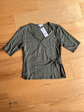 Michael Stars Olive Green V-Neck Faux Wrap Top, NWT